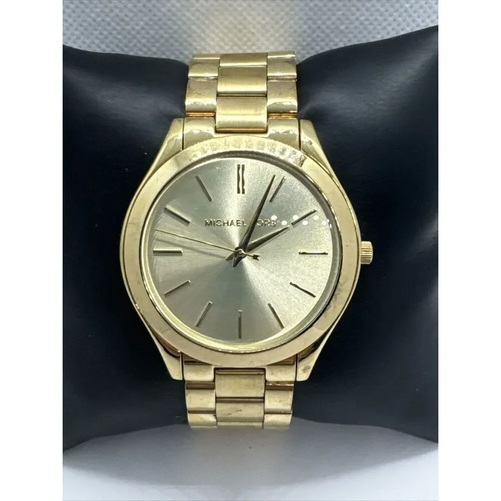Michael Kors Slim Runway MK3179 Women's Gold Tone Analog Dial Wrist Watch JNA650